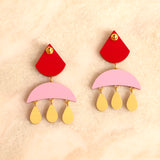colourful wooden statement earrings back