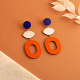 colourful statement earrings wood and pearl