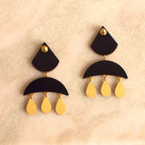 crescent moon wooden statement earrings back