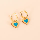 heart charms on hoops blue mother of pearl