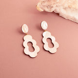 wood and pearl dangle earrings