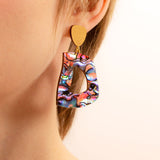 wood and paua shell earrings