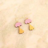 pink lavender wooden earrings
