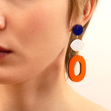 statement earrings colourful wood and pearl