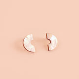 wooden earrings with mother of pearl