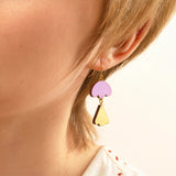 wooden earrings pink lavender