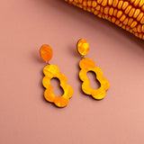 yellow pearl dangle earrings